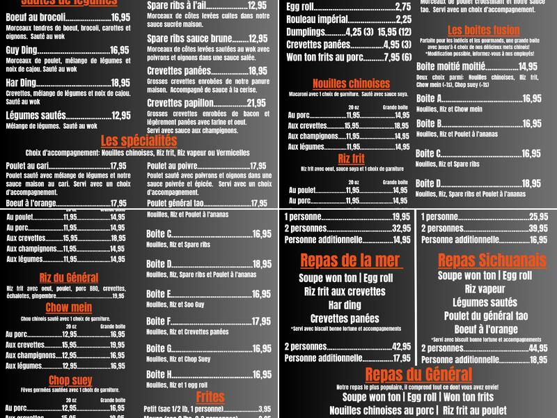 Général Wok Menu