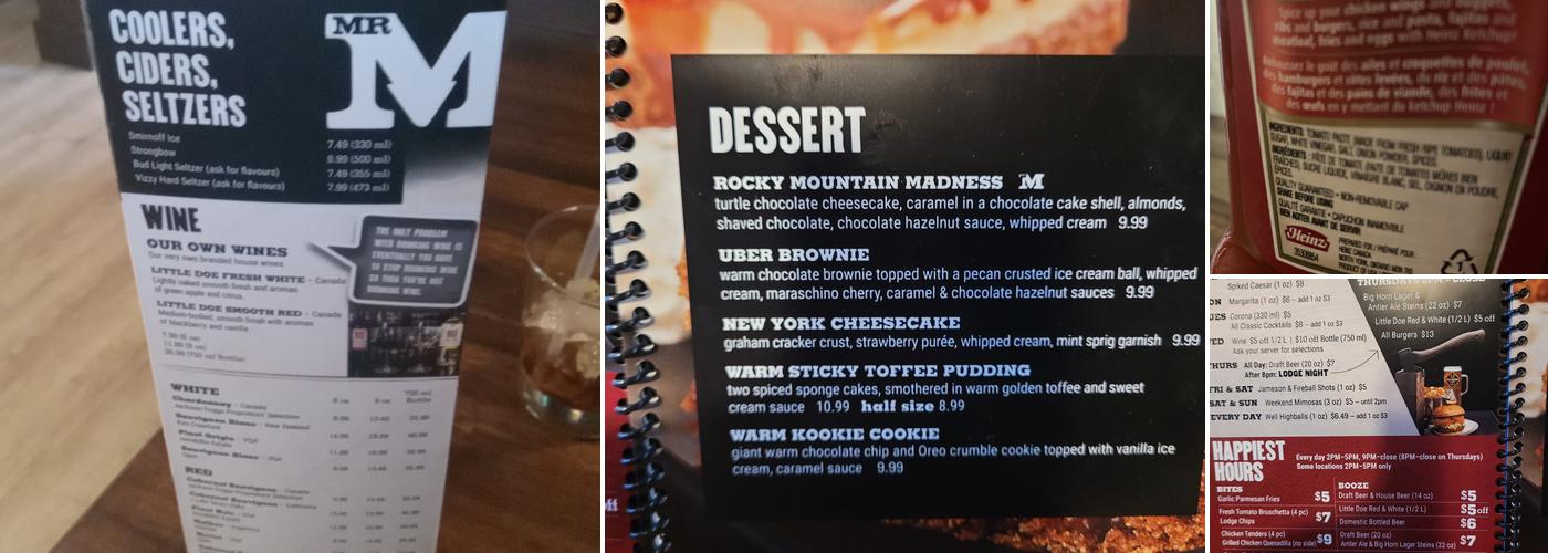 MR MIKES Steakhouse Casual Menu