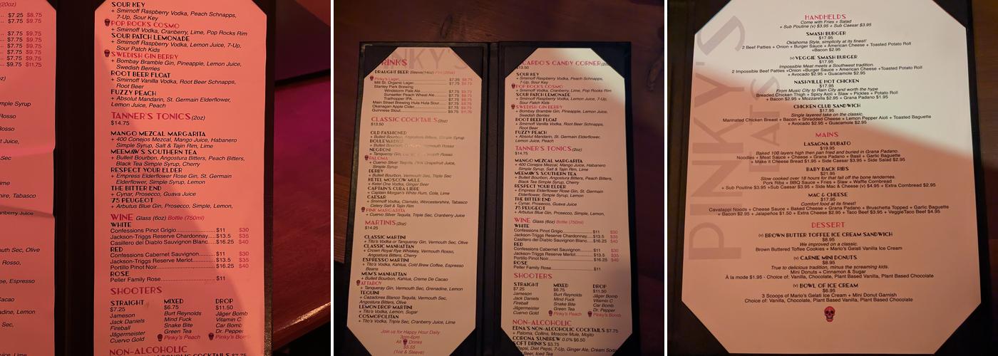 Pinky's On Main Menu