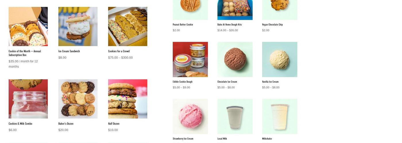 Captain Cookie & The Milkman Menu