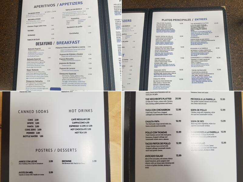 Fogón Catracho Menu