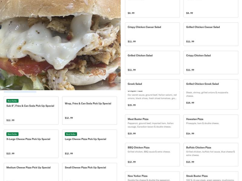 Venus Pizza Menu
