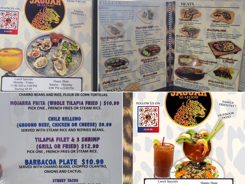 El jaguar restaurant, mariscos & bar Menu