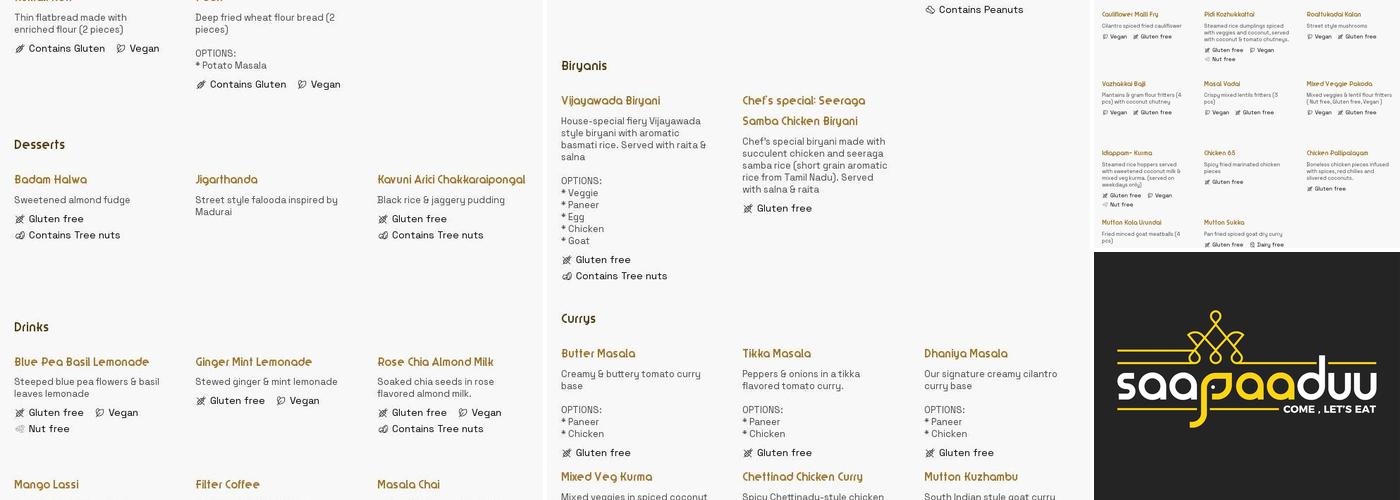Saapaaduu Menu