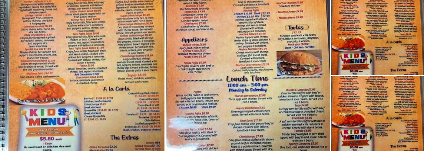 El Jacalito Mexican restaurant Menu