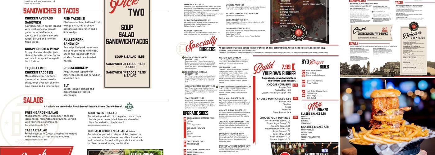 Boulder Tap House Menu