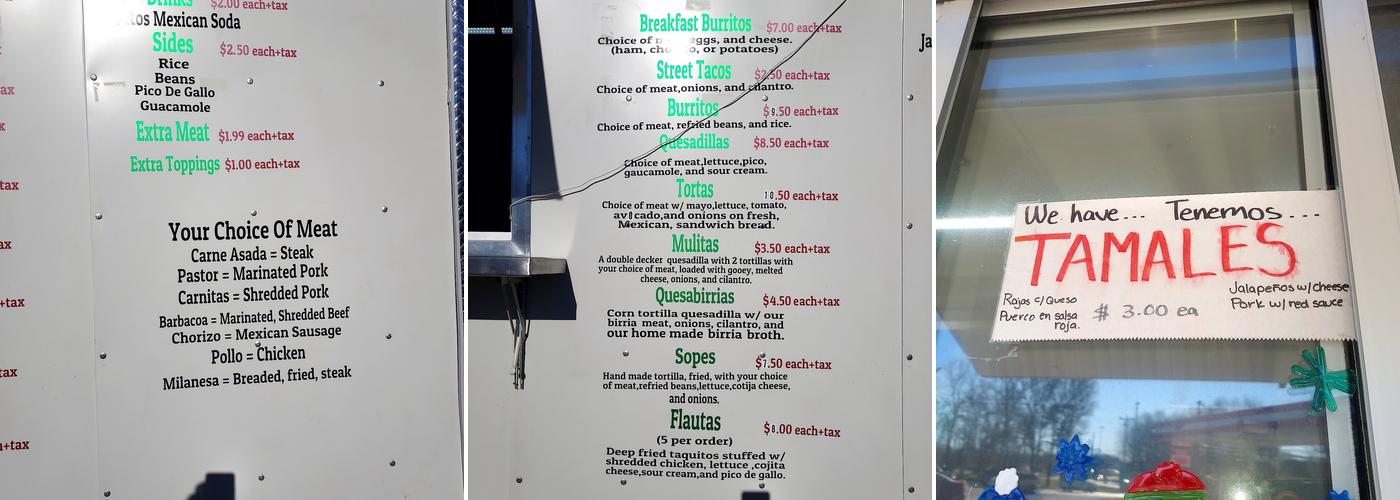 Nuestra Casa Menu
