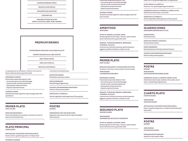 Graziano's Mercado at The Lifetime Building Menu