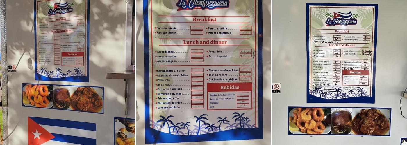 La Cienfueguera Menu
