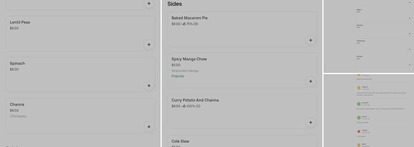 Jen’s Roti Shop and Caribbean Cuisine Menu