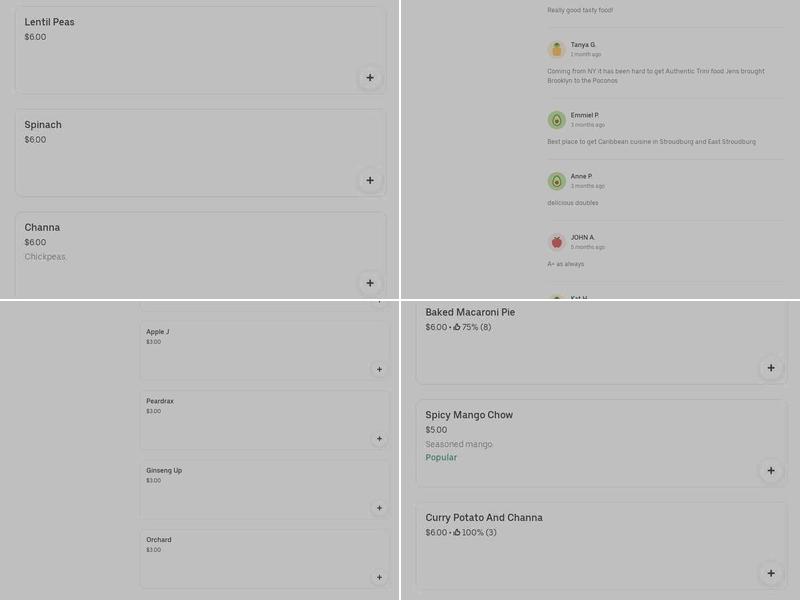 Jen’s Roti Shop and Caribbean Cuisine Menu