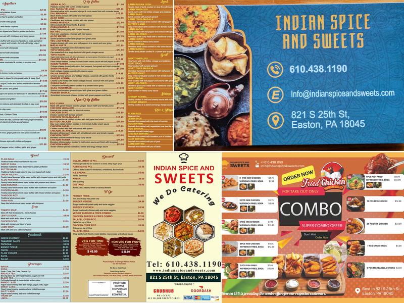 Indian Spice and Sweets Menu