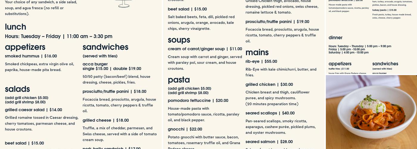 Accá Menu