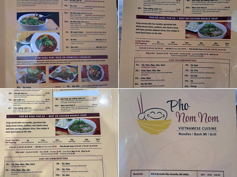 Pho Nom Nom Gaithersburg Menu