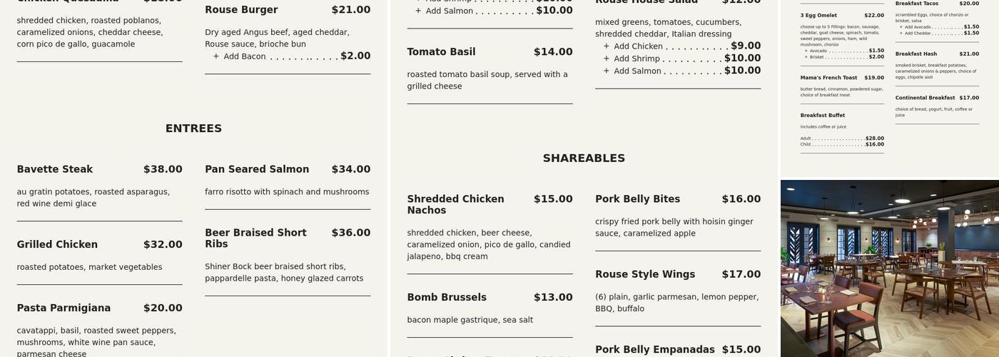 Rouse Craft Kitchen Menu