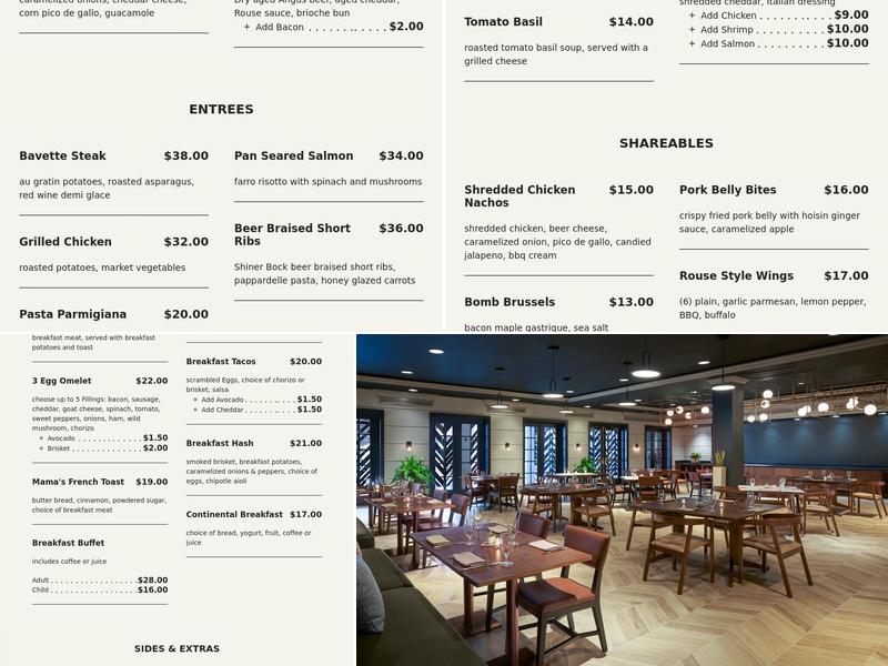 Rouse Craft Kitchen Menu