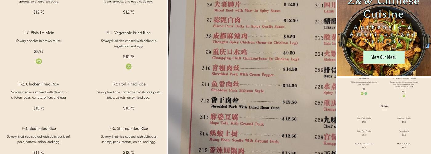 Z&W Chinese Cuisine Menu