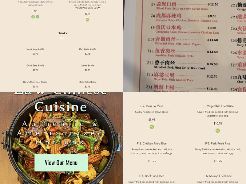 Z&W Chinese Cuisine Menu