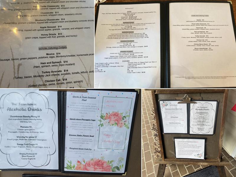 The Farmhouse cafe and creperie Menu