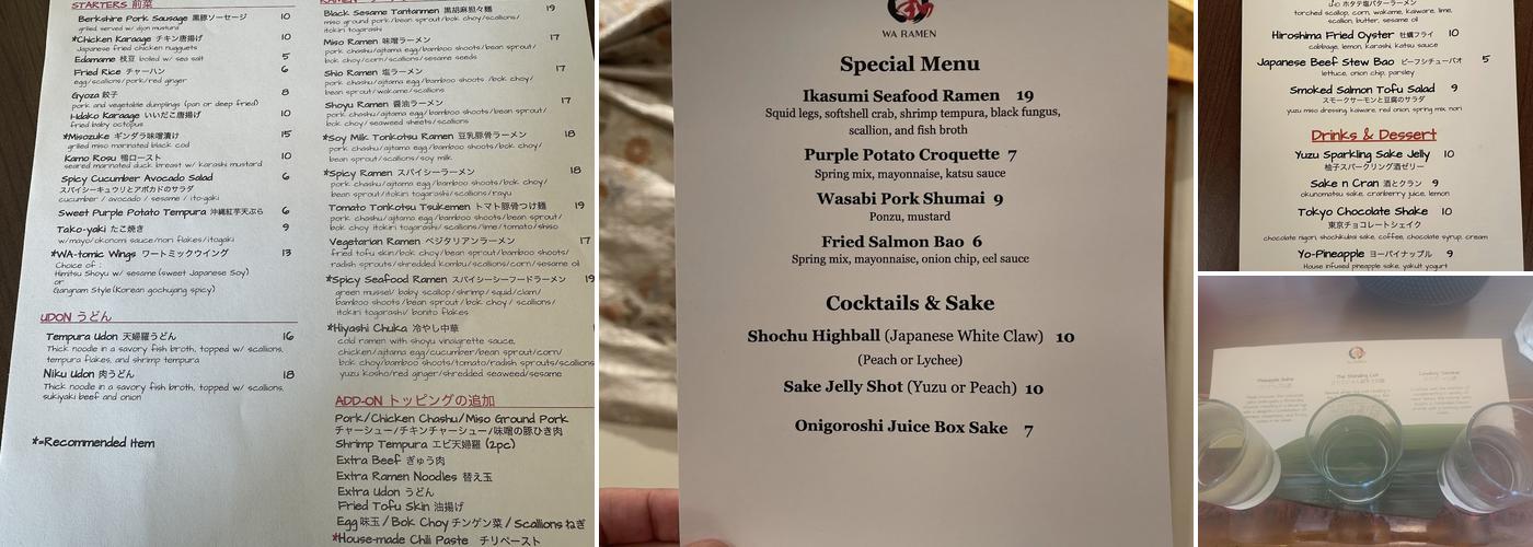 WA RAMEN Menu