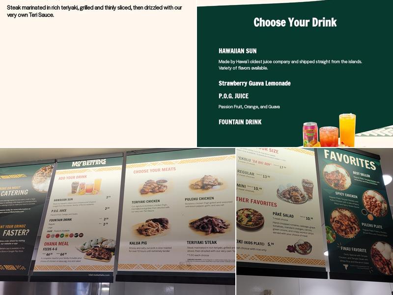 Mo' Bettahs Hawaiian Style Food Menu