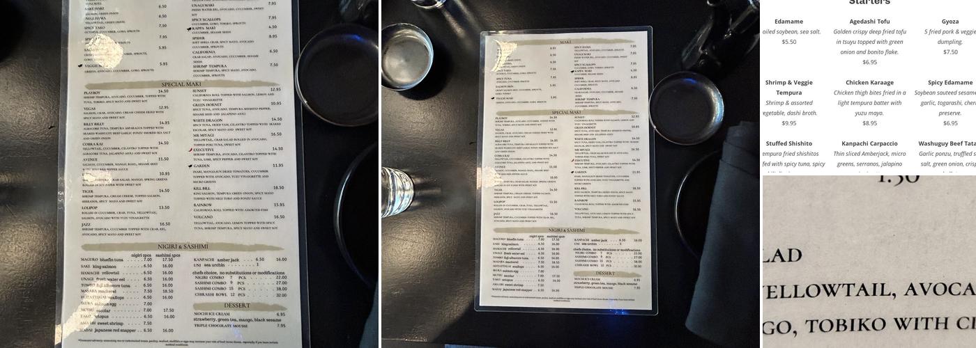 Hamachi Sushi Bar Lehi Menu