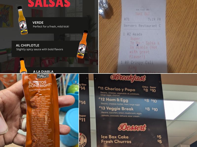 Crazy King Burrito Menu