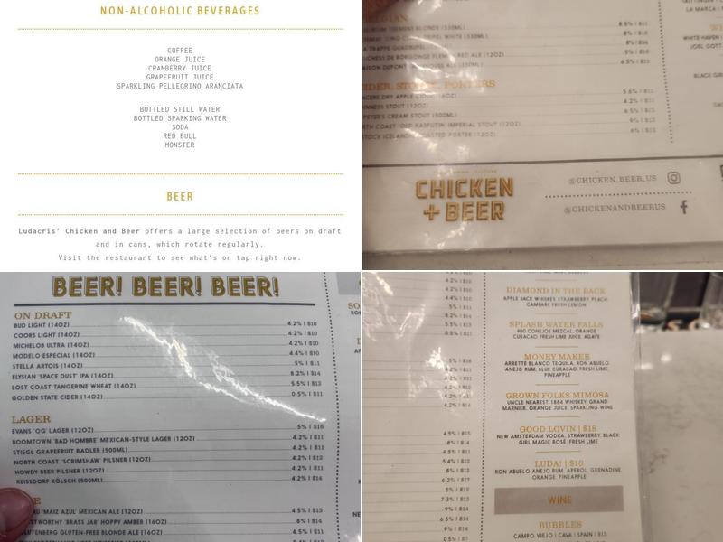 Chicken + Beer Menu