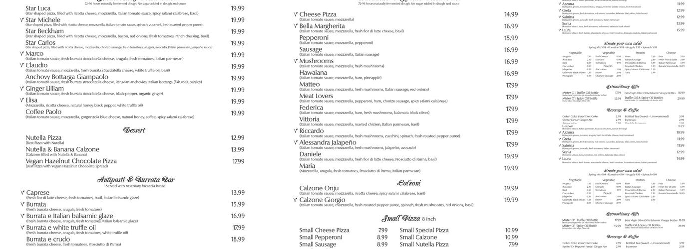 Mister O1 Extraordinary Pizza Mansfield Menu