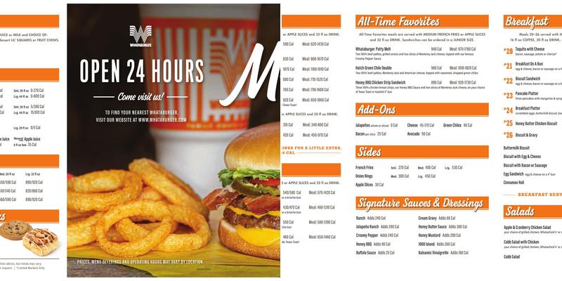 Whataburger Menu