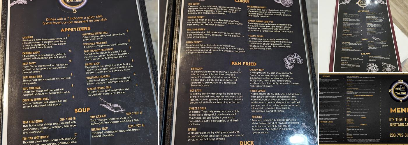 It's Thai Time Restaurant Menu