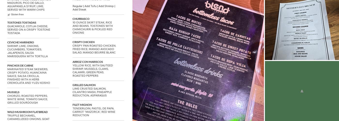 Blend Williamsburg Menu