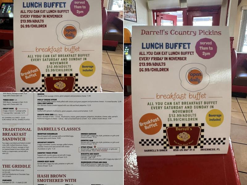 Darrell's Diner Menu