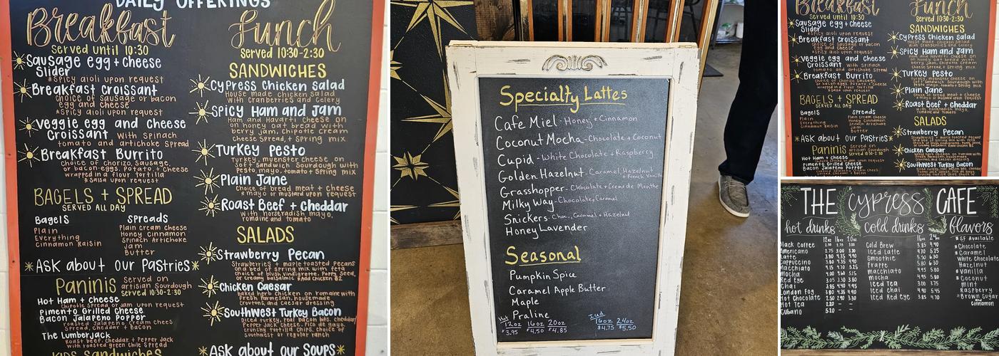 The Cypress Café Menu