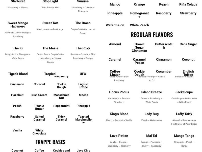 Classy N Sassy Coffee Menu