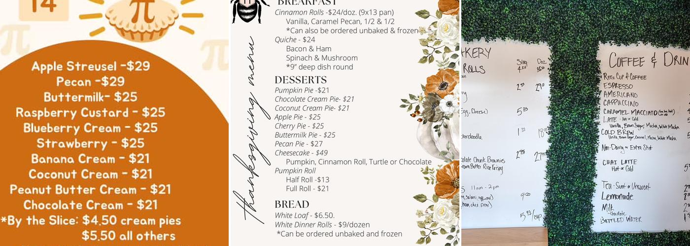 Honeycomb Bakery Menu