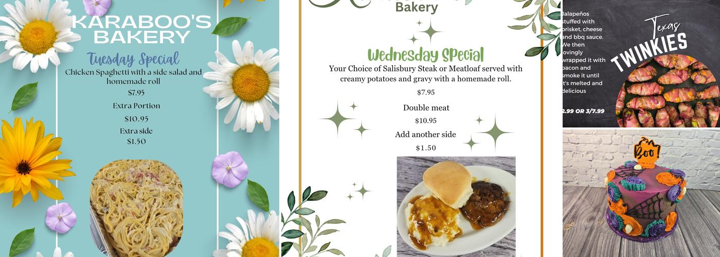 Karaboo's Bakery Menu