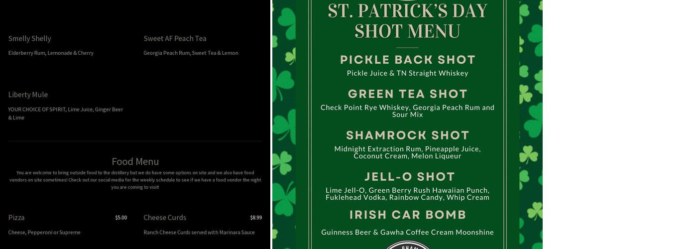 Leatherwood Distillery Menu