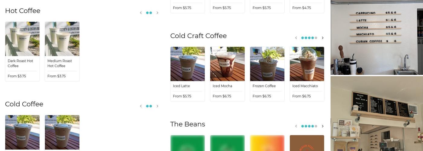 Beebs Beans Coffee Roastery Menu