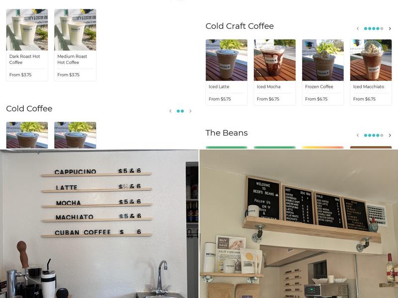 Beebs Beans Coffee Roastery Menu