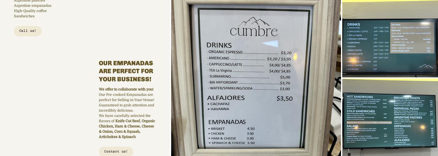 Cumbre Bakery Menu