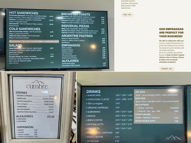 Cumbre Bakery Menu