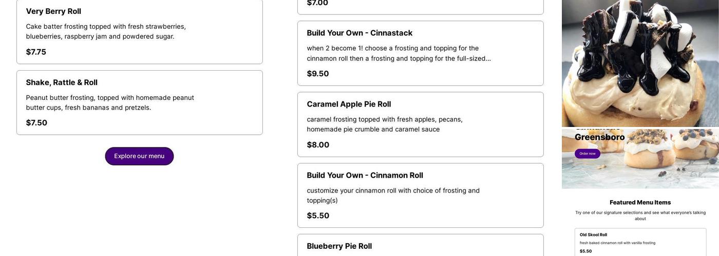 Cinnaholic Menu