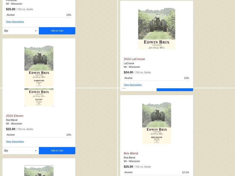 Edwin Brix Vineyard Menu