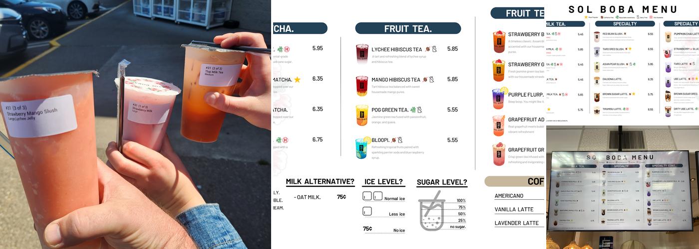 Sol Boba Menu