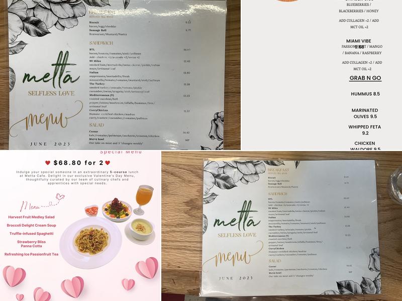 Metta Cafe Menu