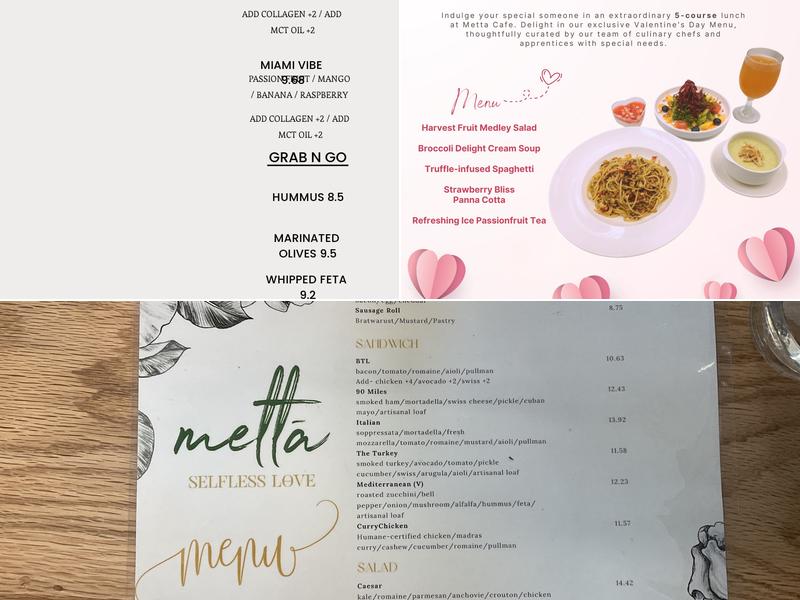 Metta Cafe Menu