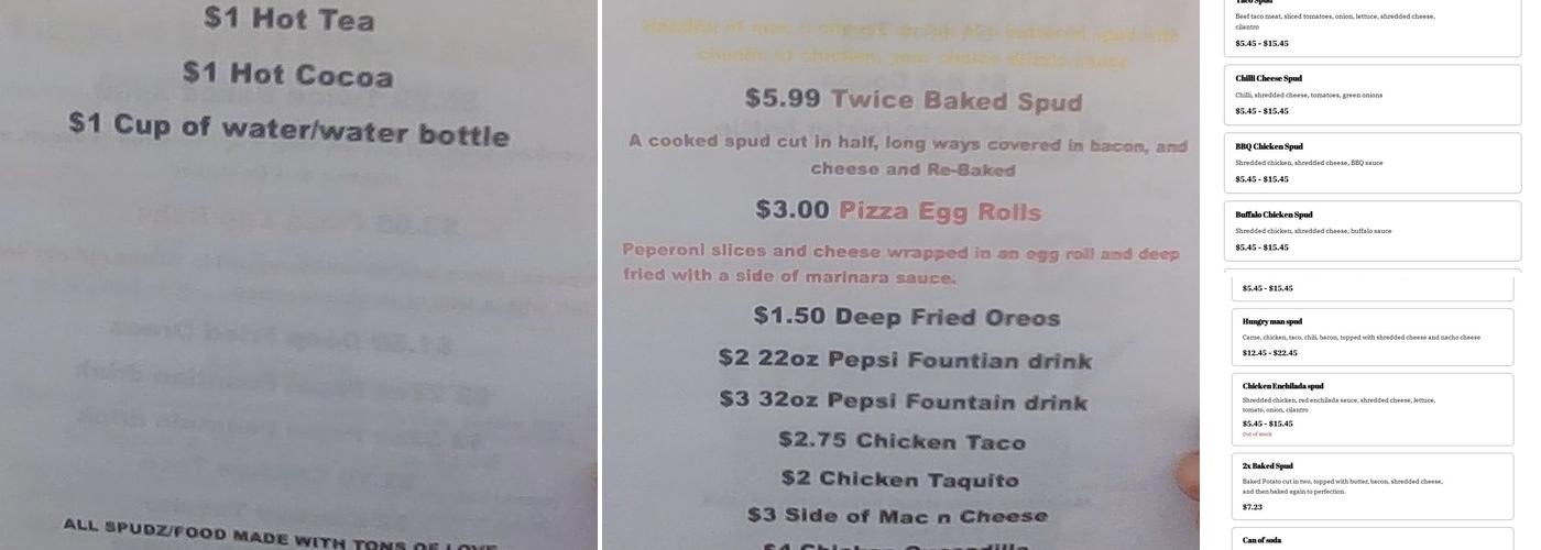 Baked N Loaded Potato Co. Menu
