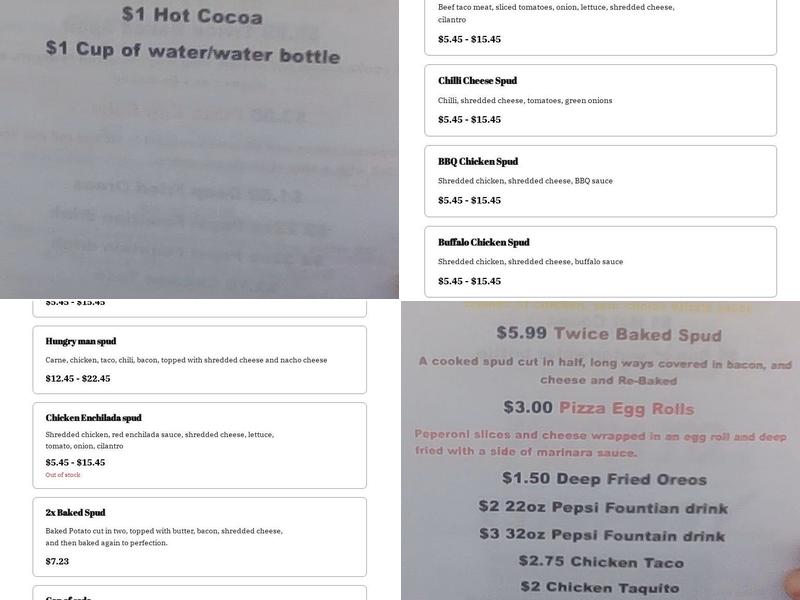 Baked N Loaded Potato Co. Menu