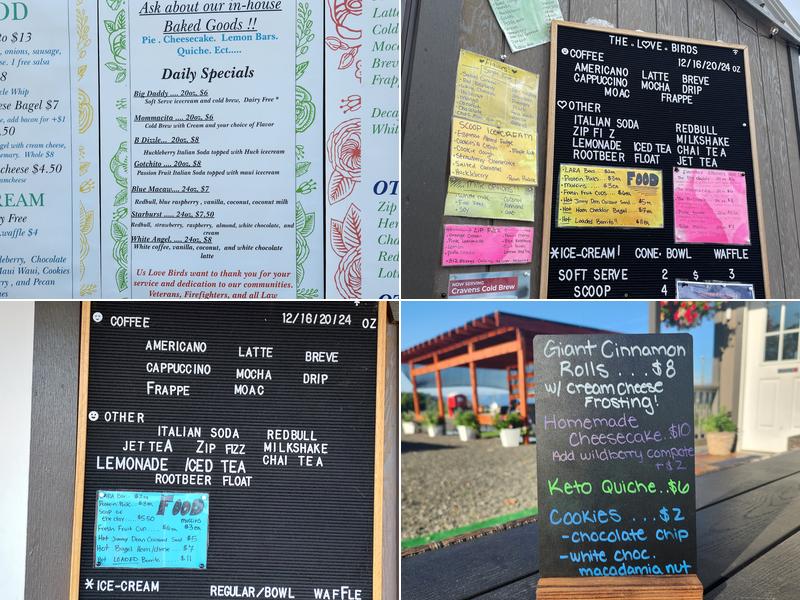 The Love Birds Coffee Shop Menu